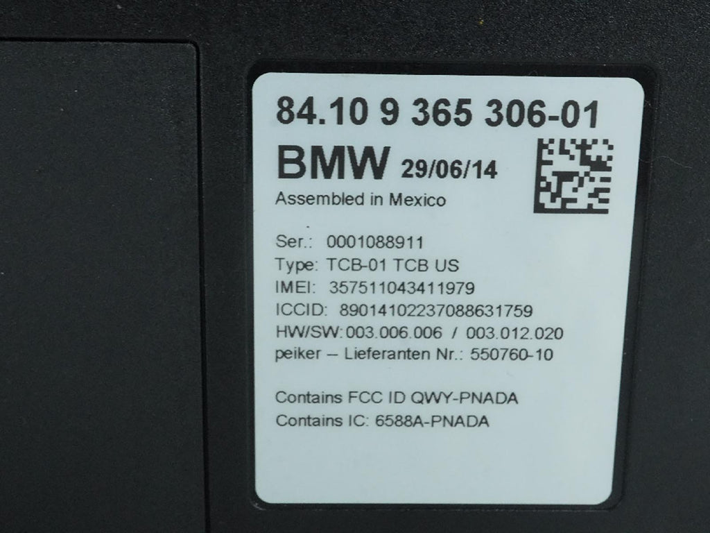  2011 - 2016 BMW 5 SERIES F10 TELEMATICS BLUETOOTH CONTROL MODULE UNIT 9365306, price