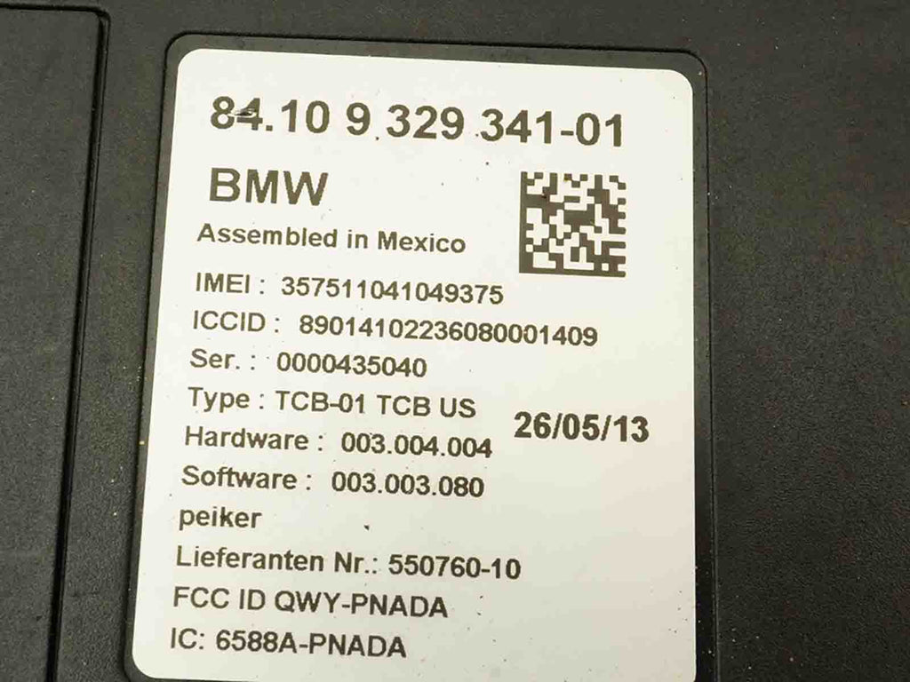  2013 - 2015 BMW 3 SERIES F30 COMMUNICATION TELEMATICS CONTROL MODULE 84109329341, price