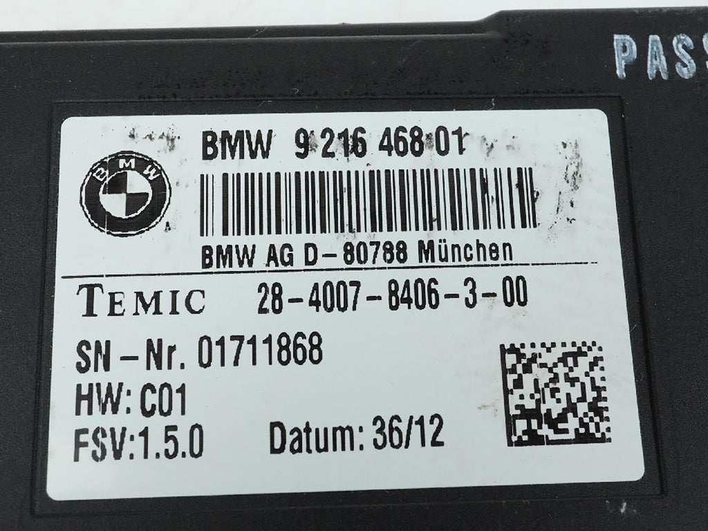  2011 - 2016 BMW 5 SERIES F10 HEATED SEAT CONTROL MODULE UNIT TEMIC 9216468 OEM, cheap